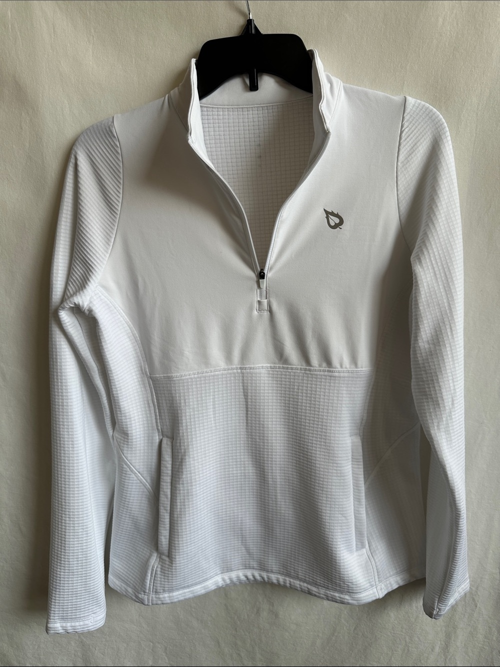 Baleaf white half-zip athletic pullover, size M